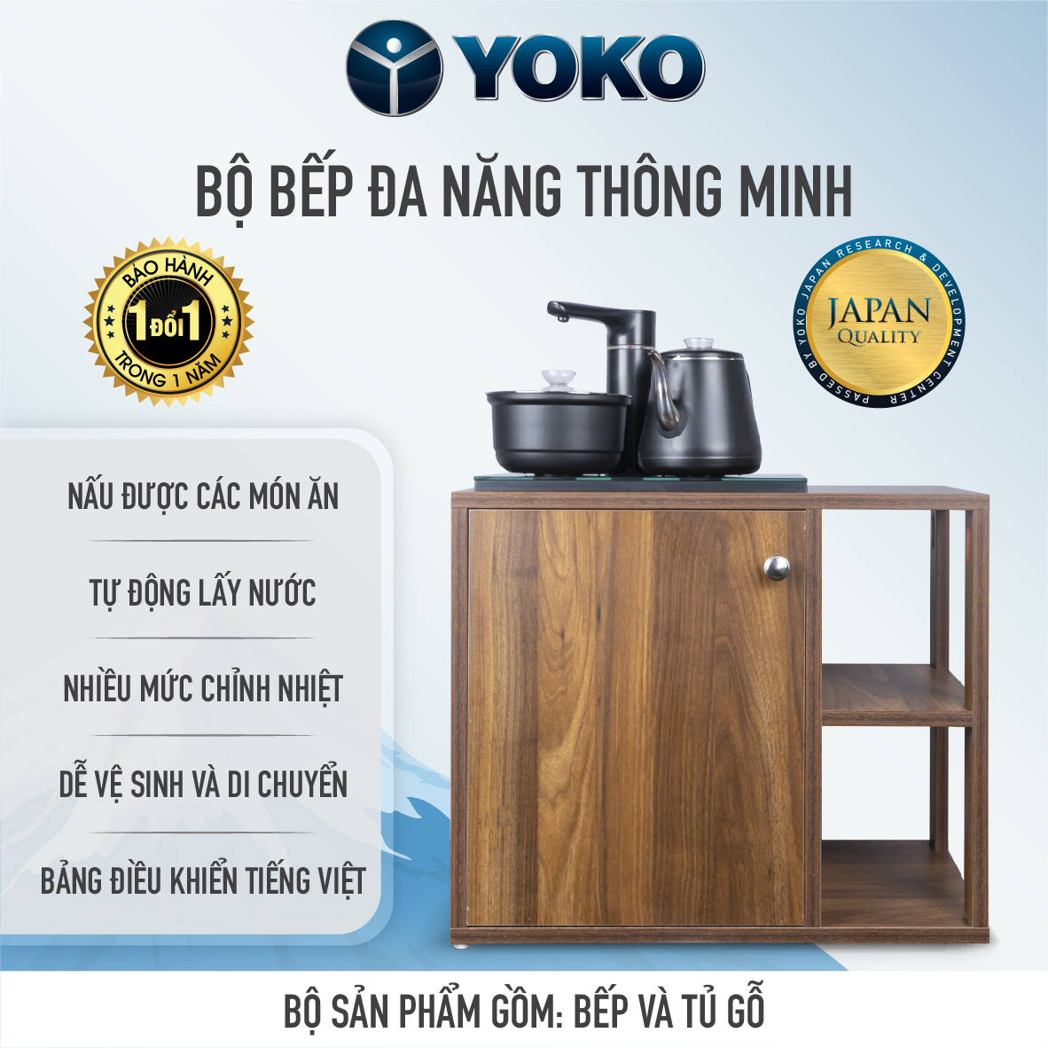 Bộ tủ bếp đôi YKC21B màu gỗ lim (DH333EV)   