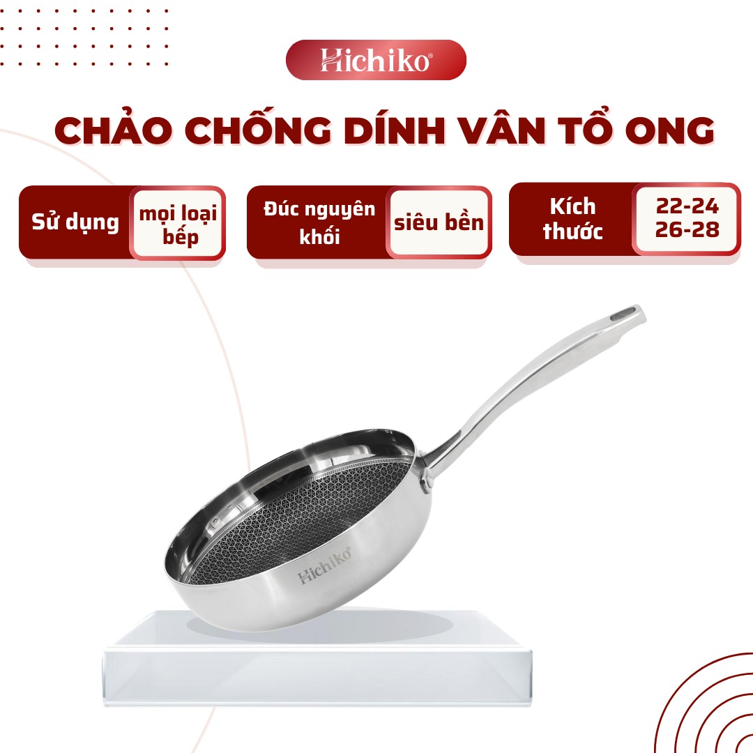 Chảo chống dính tổ ong inox cao cấp Hichiko HC-8124NK (Phi 24)