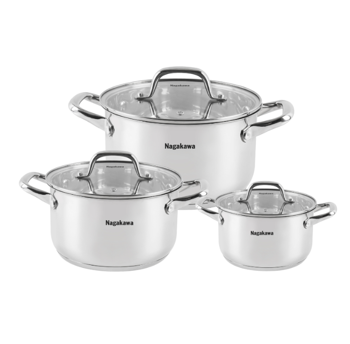 Bộ nồi Inox Nagakawa  NAG1360 (3 chiếc - 5 đáy)