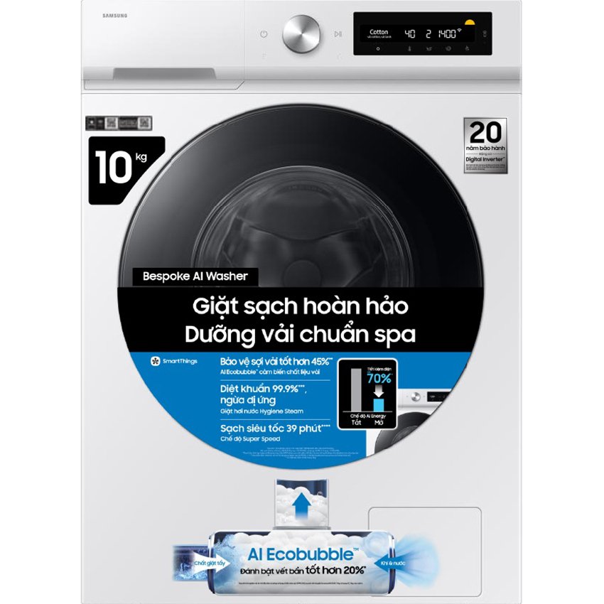 Máy giặt Samsung 10 Kg WW10DB7U34GWSV (cửa ngang)