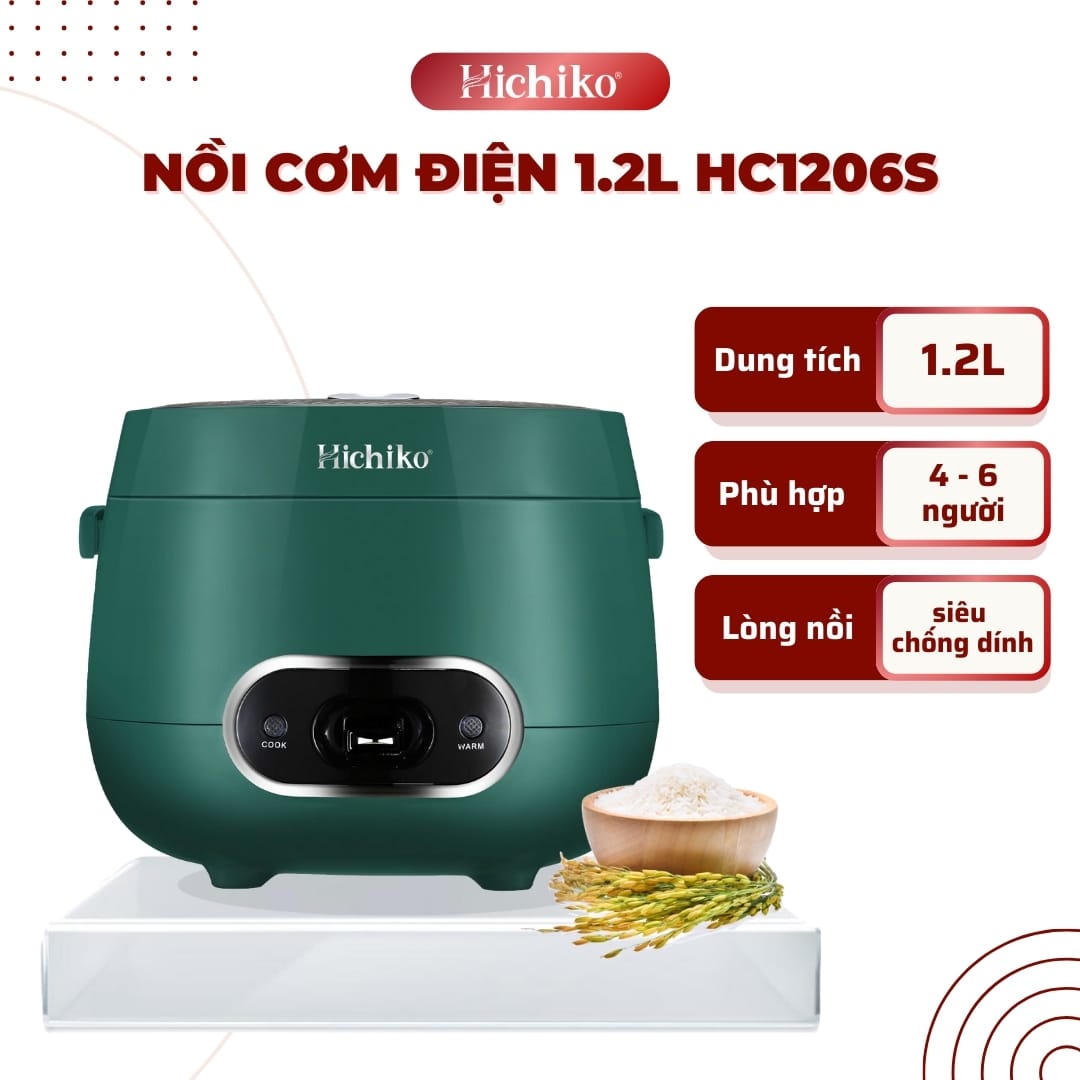 Nồi cơm điện Hichiko 1.2 lít HC1206S ( màu nâu đen)