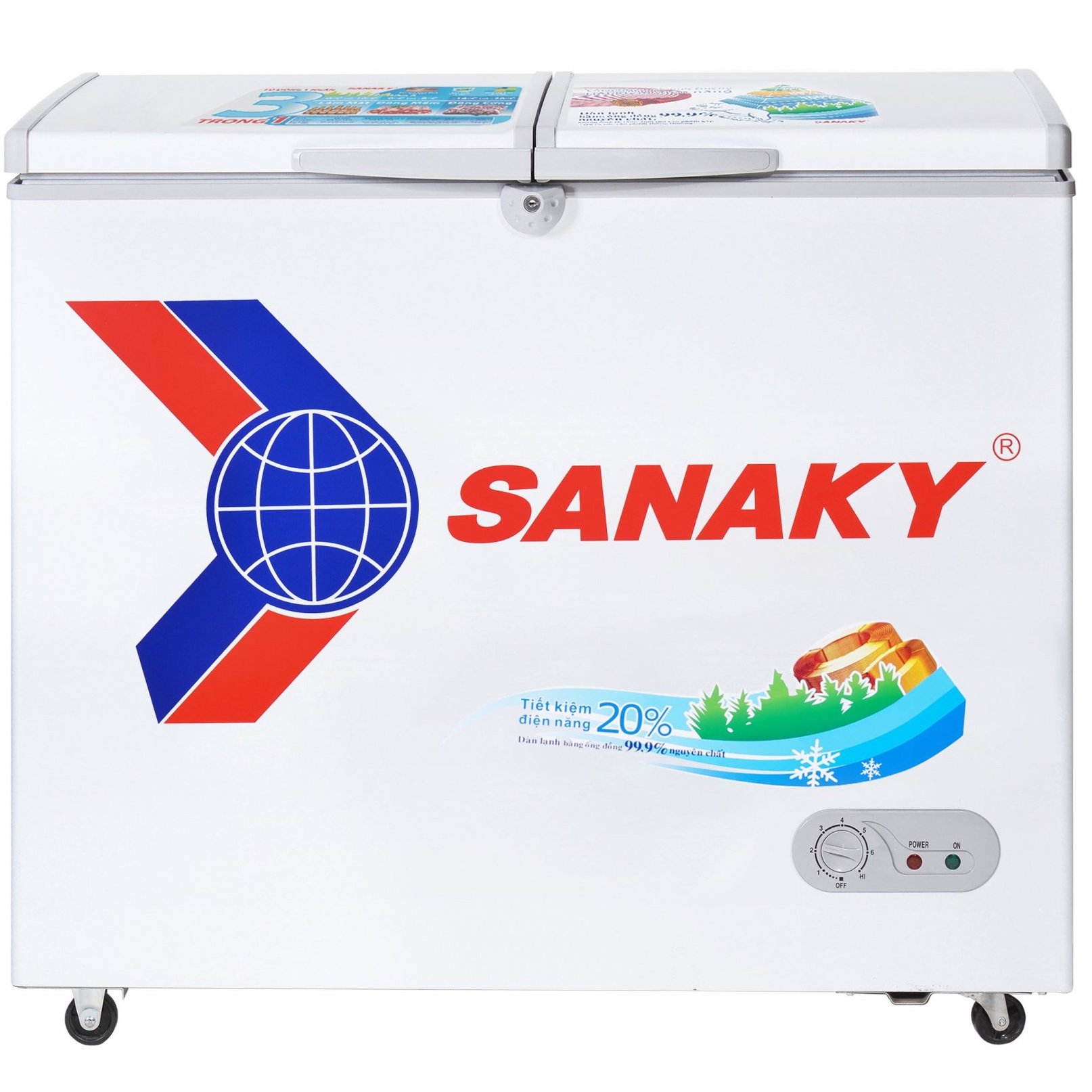 Tủ đông Sanaky 208 lít VH-2599A1 (1 ngăn, 2 cánh, dàn đồng)