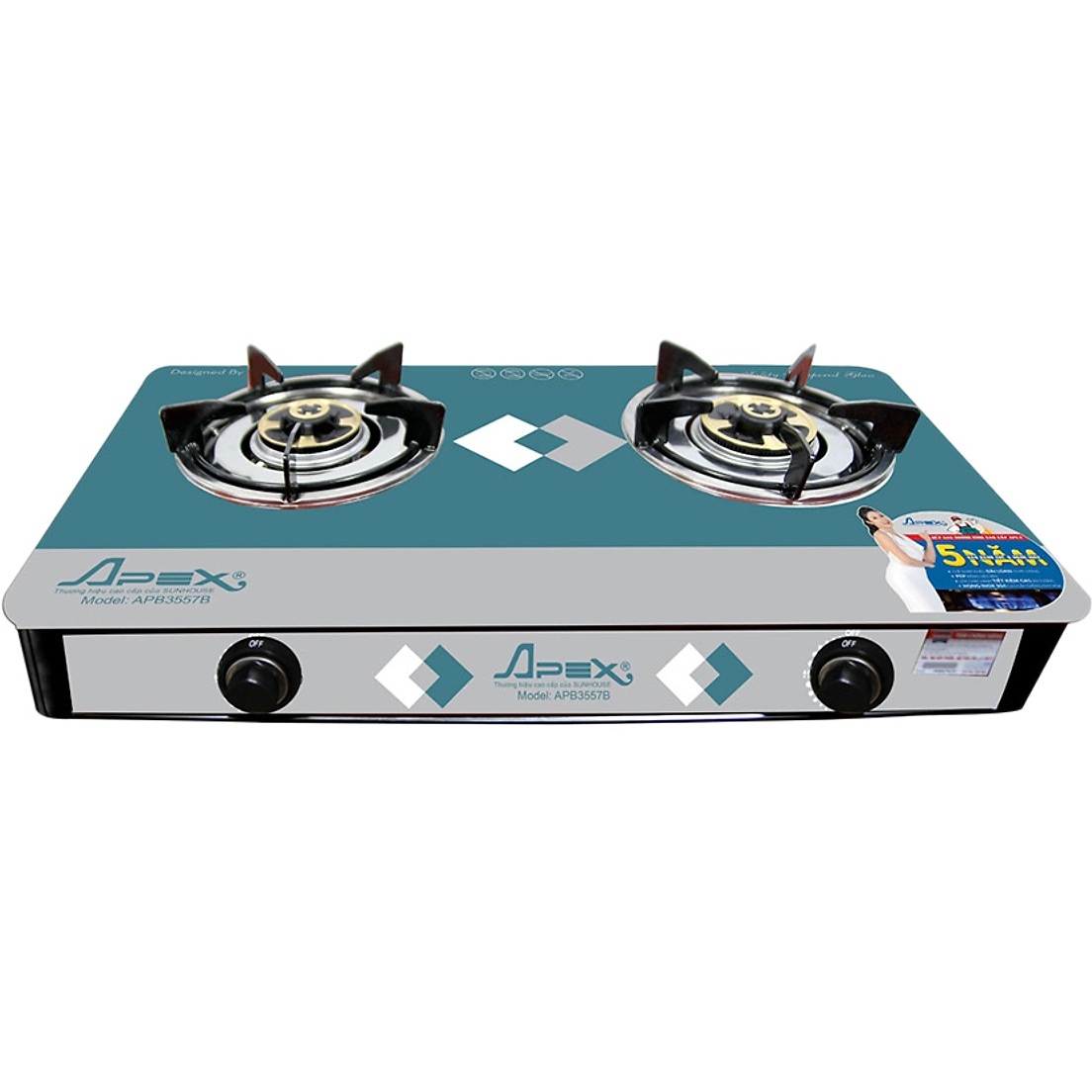 Bếp gas đôi Apex APB3557B