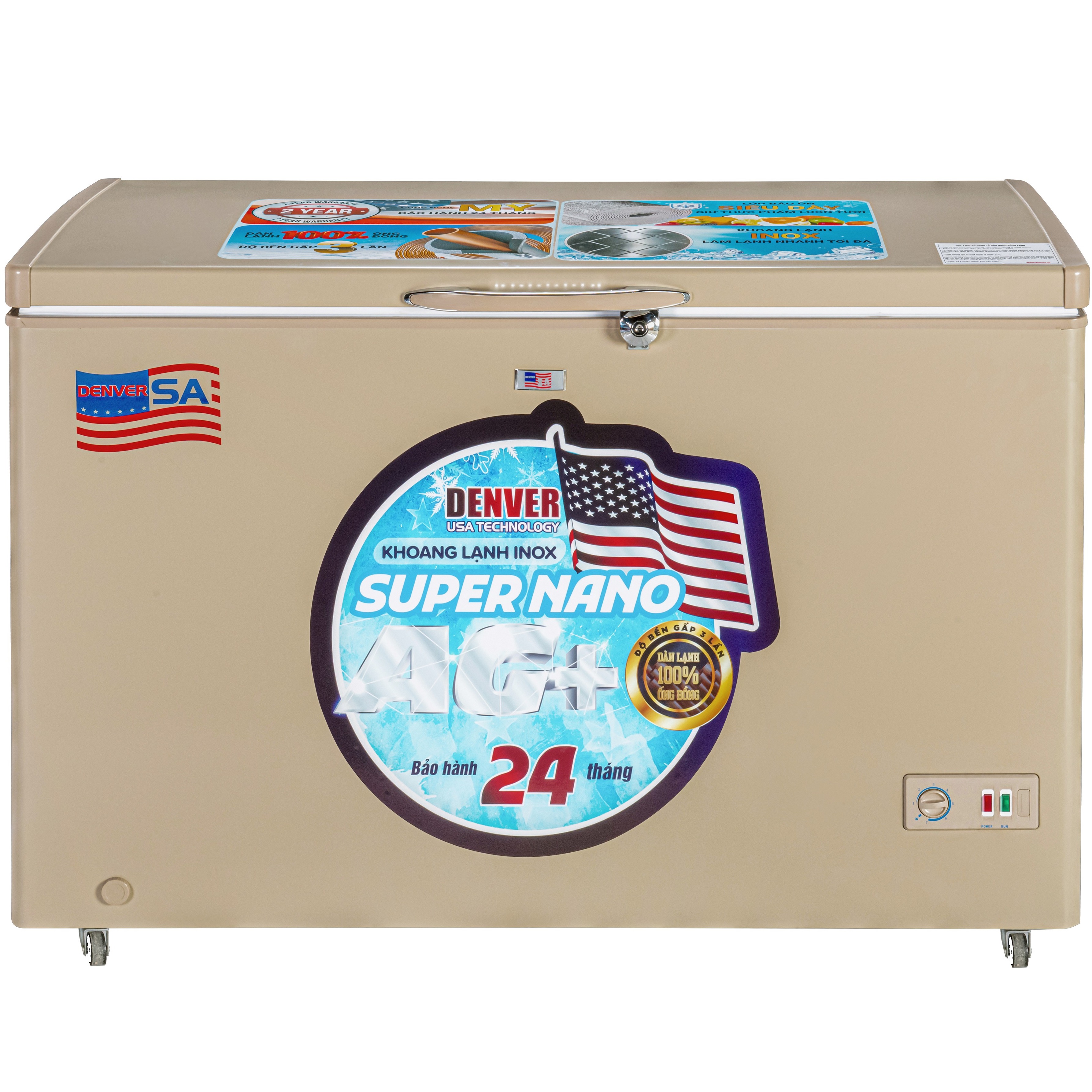 Tủ đông Denver 390 lít AS 690MDI (1 ngăn, 1 cánh, dàn đồng, lòng Inox)