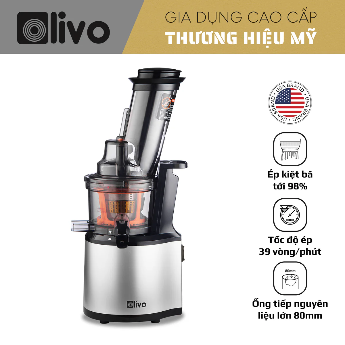 Máy ép chậm Olivo SJ200 (màu bạc)